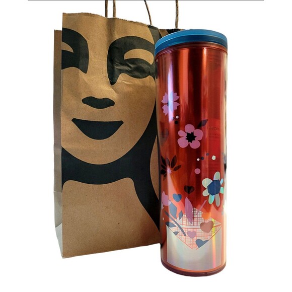 NWT Starbucks Valentines Day Red Love Floral Confetti Acrylic Tumbler 16 oz! - Picture 3 of 5